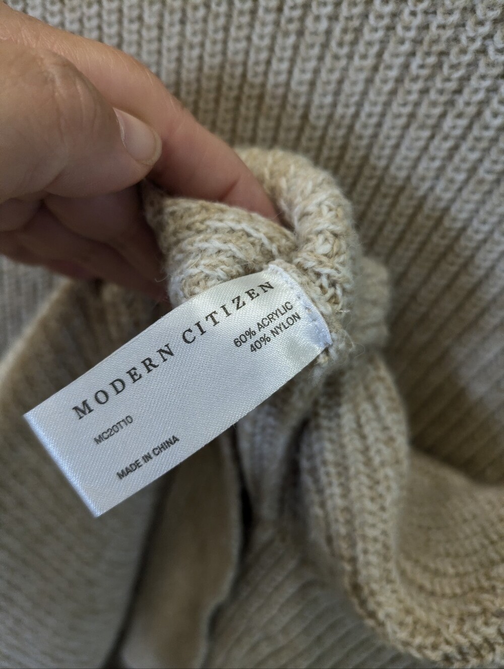Modern Citizen Fisherman Sweater XS Oatmeal Tan Chunky Knit Side Slit Old Money - Picture 8 of 9